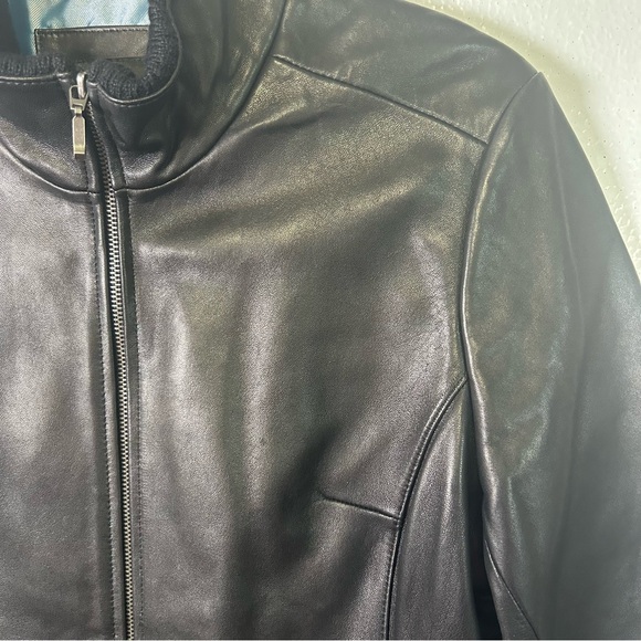 Lambskin Black Leather Jacket‎ with Stand Up Collar Women’s Size Medium - Picture 7 of 14